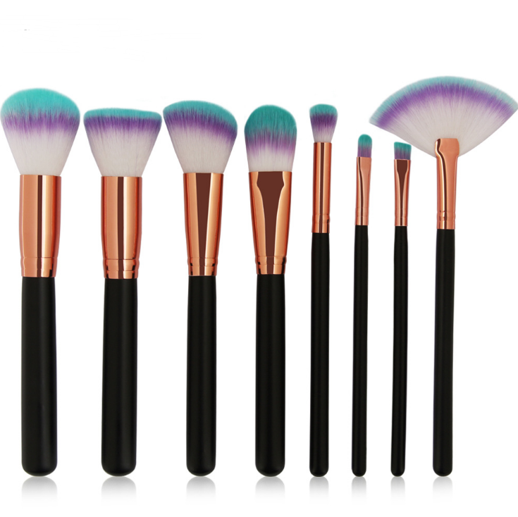 8-Piece Makeup Brush Set with Gradient Design