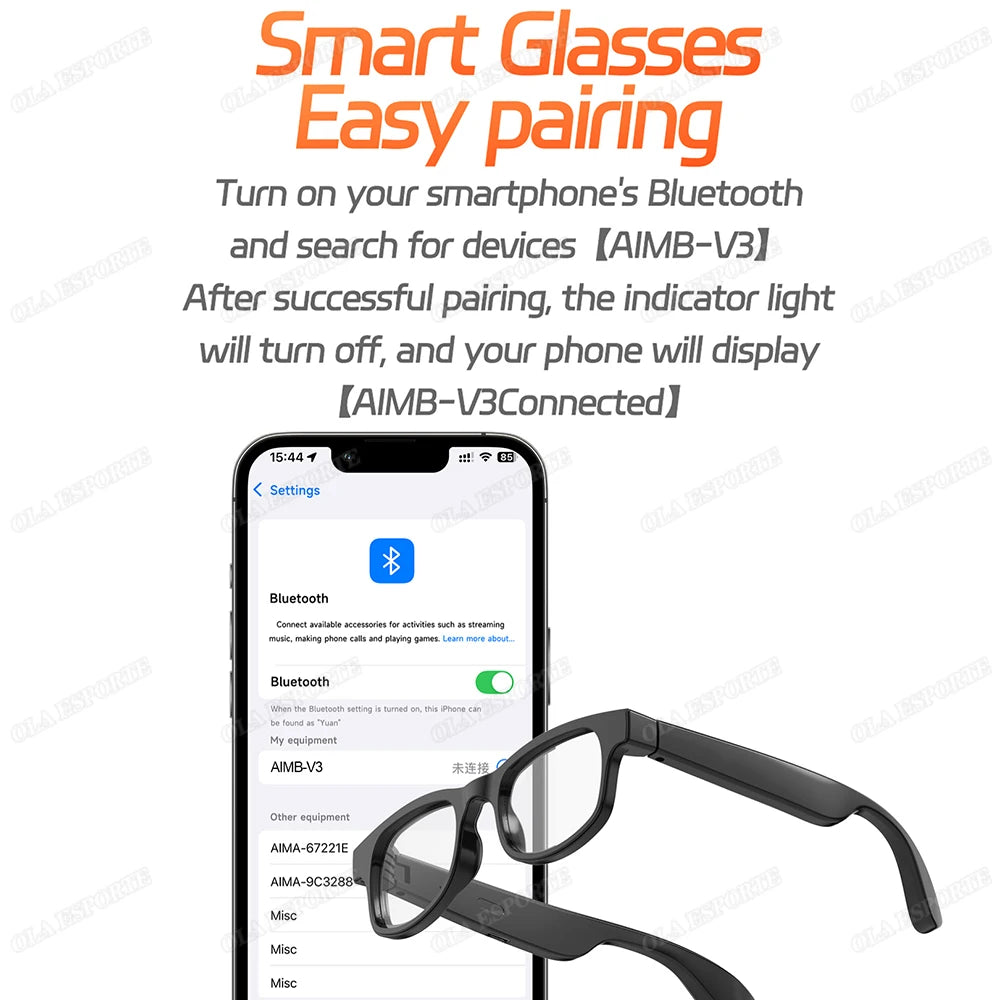 AI Smart Glasses Men Women Multifunction Touch Music Playback Remote Camera Control Voice Assistant BT Glasses Smart Sunglasses