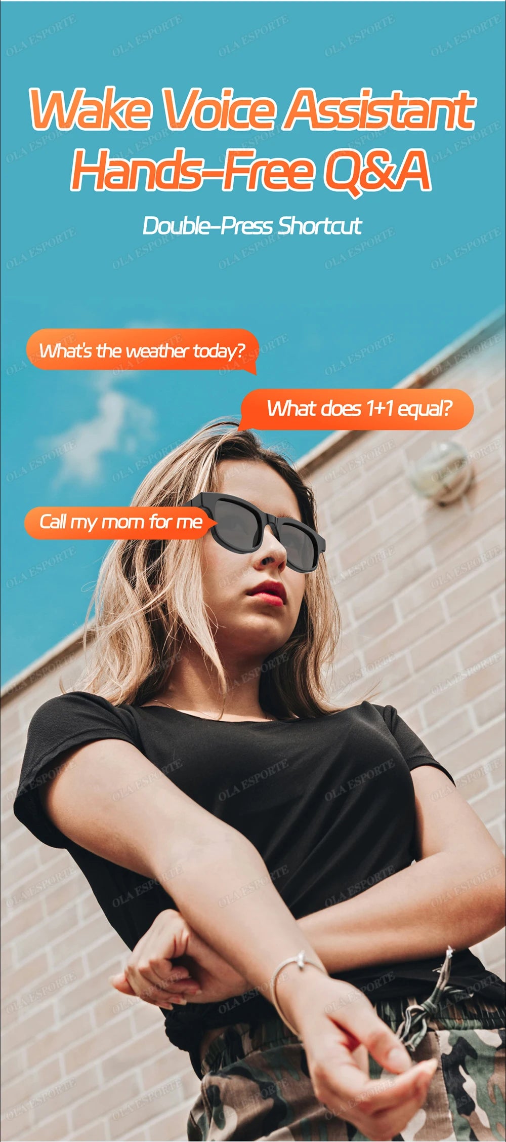 AI Smart Glasses Men Women Multifunction Touch Music Playback Remote Camera Control Voice Assistant BT Glasses Smart Sunglasses
