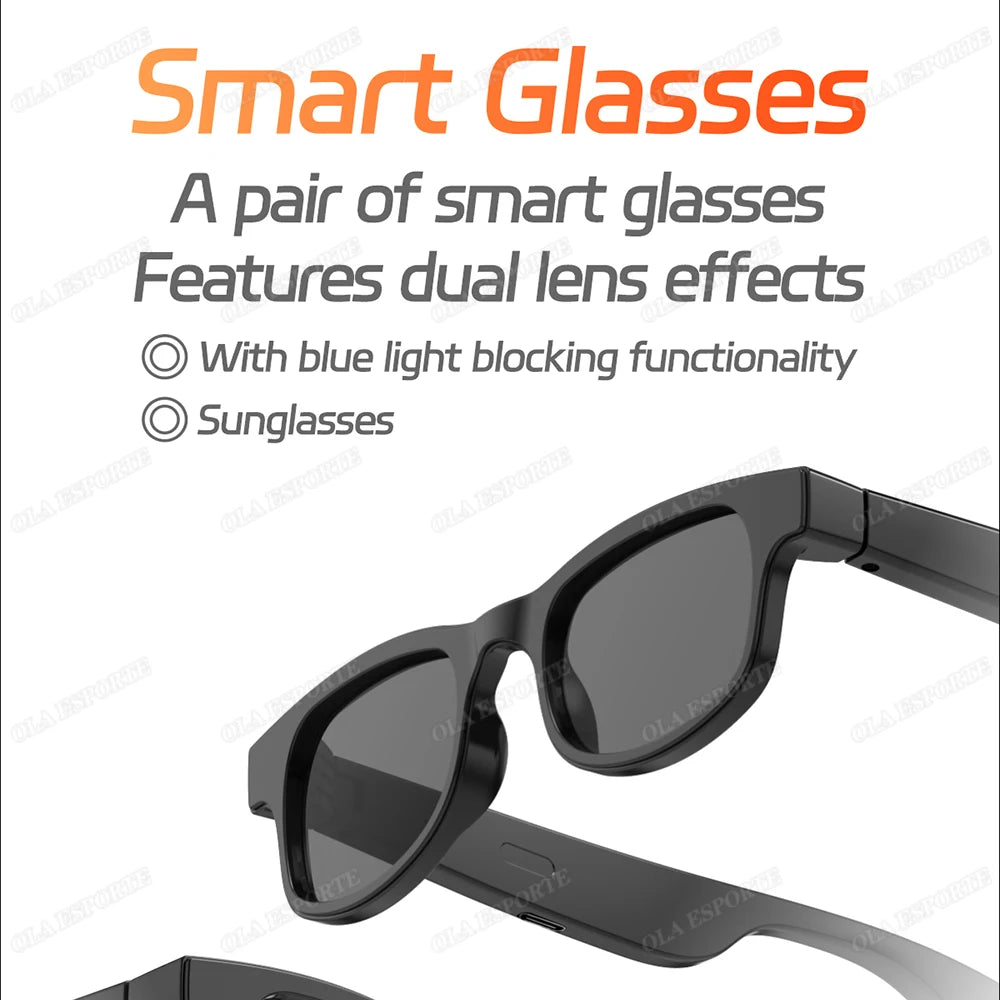 AI Smart Glasses Men Women Multifunction Touch Music Playback Remote Camera Control Voice Assistant BT Glasses Smart Sunglasses
