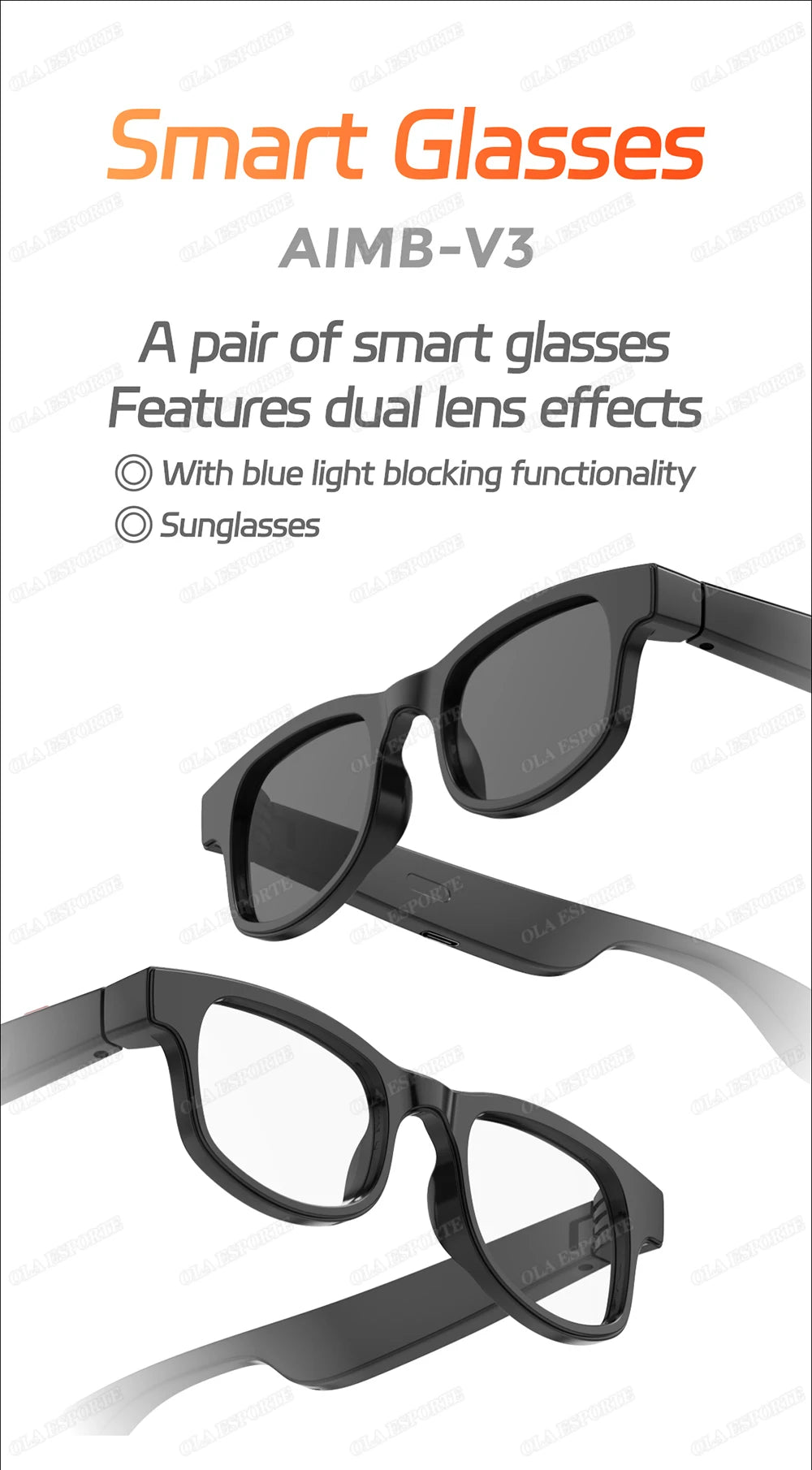 AI Smart Glasses Men Women Multifunction Touch Music Playback Remote Camera Control Voice Assistant BT Glasses Smart Sunglasses