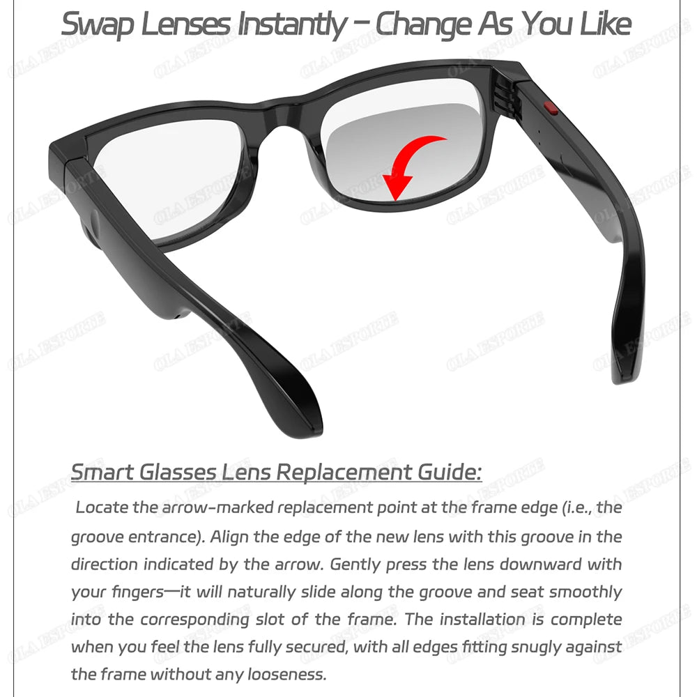 AI Smart Glasses Men Women Multifunction Touch Music Playback Remote Camera Control Voice Assistant BT Glasses Smart Sunglasses