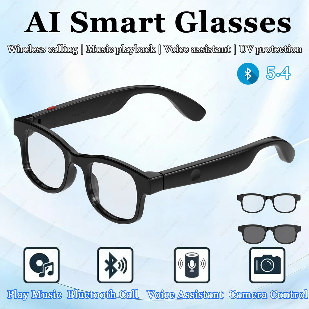 AI Smart Glasses Men Women Multifunction Touch Music Playback Remote Camera Control Voice Assistant BT Glasses Smart Sunglasses